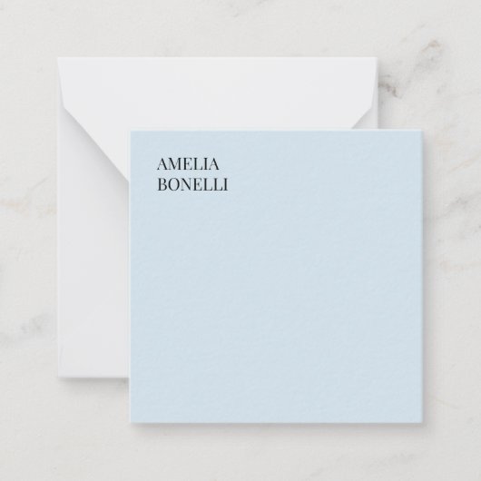 Own Name Modern Minimalist Professional Plain Blue Mitteilungskarte (Vorderseite)