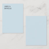 Own Name Modern Minimalist Professional Plain Blue Mitteilungskarte (Vorne/Hinten)