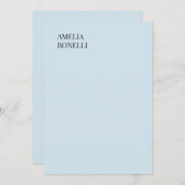 Own Name Modern Minimalist Professional Plain Blue Mitteilungskarte (Vorne/Hinten)