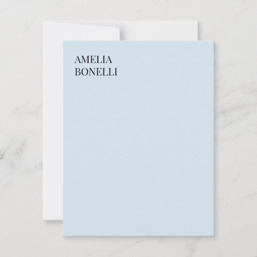 Own Name Modern Minimalist Professional Plain Blue Mitteilungskarte (Vorderseite)