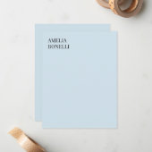 Own Name Modern Minimalist Professional Plain Blue Mitteilungskarte (Vorderseite/Rückseite Beispiel)