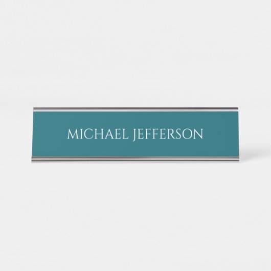 Own Name Plain Dark Teal Color Personalized Custom Schreibtischnamensplakette (Vorderseite )