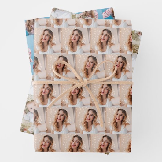 own photos pattern personalised family  geschenkpapier set (Beispiel)