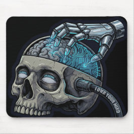 Own Your Mind – Cyberpunk Skull Brain Upload Mousepad