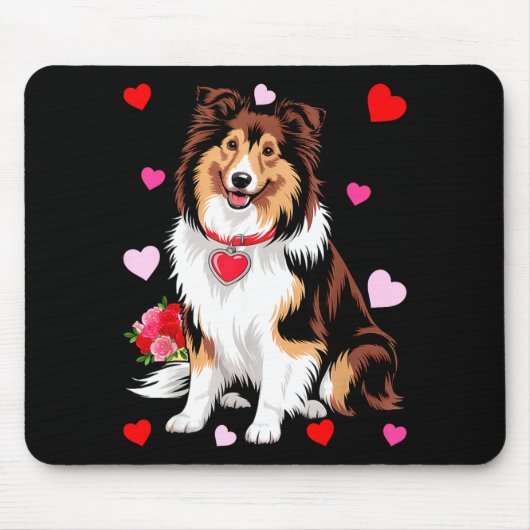 Owner Mom Dad Sheltie Dog Lover Valentines Day Mousepad (Vorne)