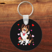 Owner Mom Dad Sheltie Dog Lover Valentines Day  Schlüsselanhänger (Vorderseite)
