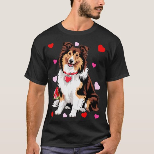 Owner Mom Dad Sheltie Dog Lover Valentines Day  T-Shirt (Vorderseite)