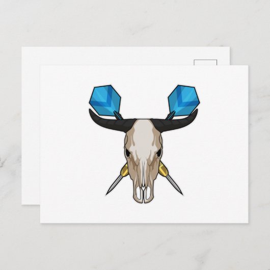 Ox bei Darts mit Dart Postkarte (Vorne/Hinten)