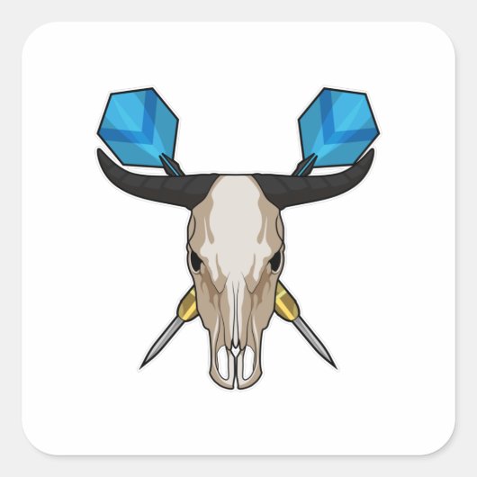 Ox bei Darts mit Dart Quadratischer Aufkleber (Vorderseite)