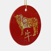 OX Chinesisches Sternzeichen für Horoskop Keramik Ornament (Rechts)