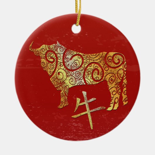 OX Chinesisches Sternzeichen für Horoskop Keramik Ornament (Vorne)