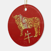 OX Chinesisches Sternzeichen für Horoskop Keramik Ornament (Links)