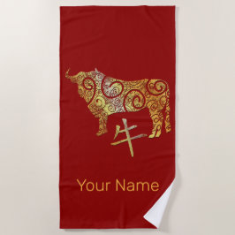 OX Chinesisches Sternzeichen für Horoskop Strandtuch