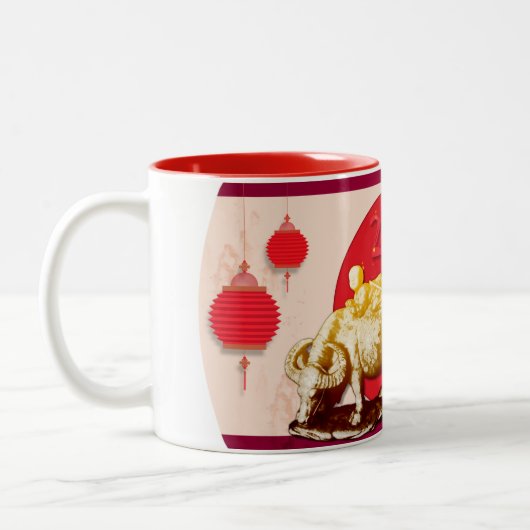 OX Kid Lantern Kirsche Blüten Chinesisch Neujahr 1 Zweifarbige Tasse (Links)