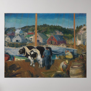 Ox Team, Wharf bei Matinicus von George Bellows Poster