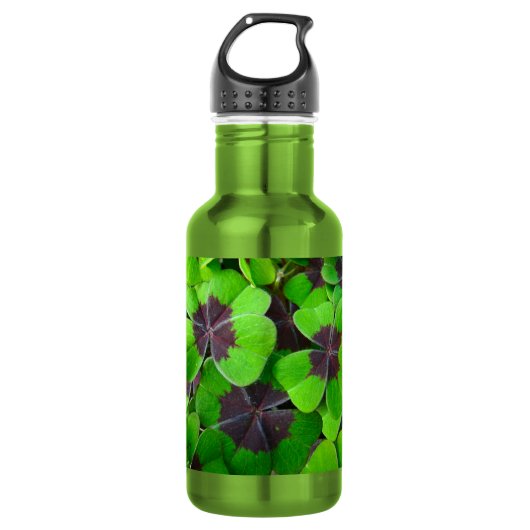 Oxalis-Blätter - Rot und Grün Edelstahlflasche (Vorderseite)