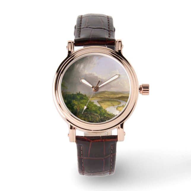 Oxbow River Seen vom Berg Holyoke, Massachusetts Armbanduhr (Vorderseite)