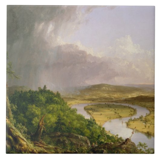 Oxbow River Seen vom Berg Holyoke, Massachusetts Fliese (Vorderseite)