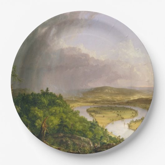 Oxbow River Seen vom Berg Holyoke, Massachusetts Pappteller (Vorderseite)