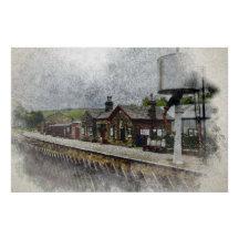 Oxenhope Station Heritage Railway Aquarell