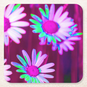 Oxeye Daisy Meadow Pop Art Style Rechteckiger Pappuntersetzer