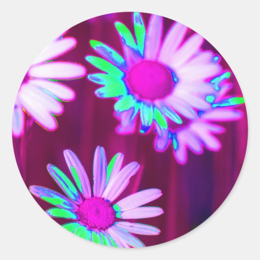 Oxeye Daisy Meadow Pop Art Style Runder Aufkleber (Vorderseite)