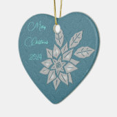 Oxford Aquamarin und Silver Poinsettia Keramik Ornament (Links)