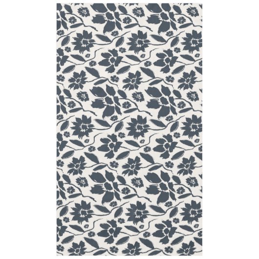 Oxford Blue Flowers in Cream Leinwand Tischdecke (Vorderseite)