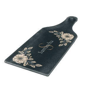Oxford Blue Gold Monogram Elegante Blume Schneidebrett