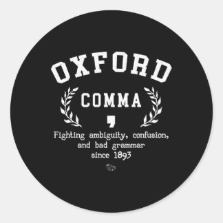 Oxford Comma English Grammar Nerd Runder Aufkleber