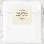 Oxford Comma erklärt Quadratischer Aufkleber (Tasche)