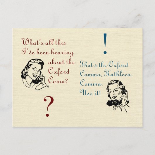 Oxford Comma ist nicht mit Retro Ladys zu vergleic Postkarte (Vorderseite)