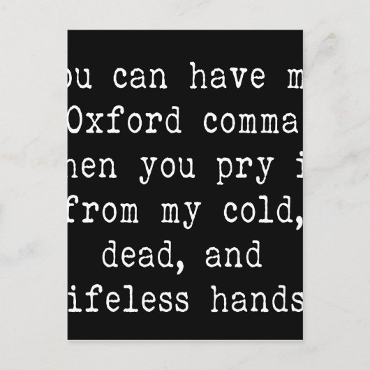 Oxford Comma Postkarte (Vorderseite)