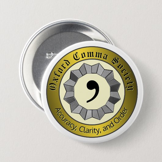 Oxford Comma Society Button (Vorne & Hinten)