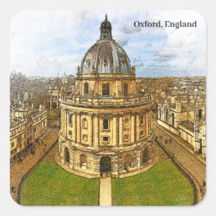 Oxford England Castle Panorama View Quadratischer Aufkleber