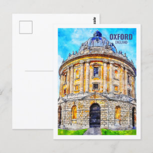 Oxford England Fame Travel Place Watercolor Postkarte