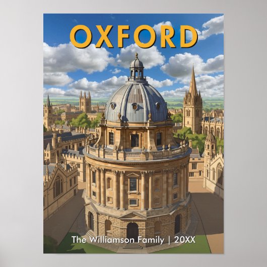 Oxford, England - Radcliffe Camera Retro Travel Poster (Vorne)