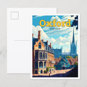 Oxford England Reise Kunst Vintage Illustration Postkarte