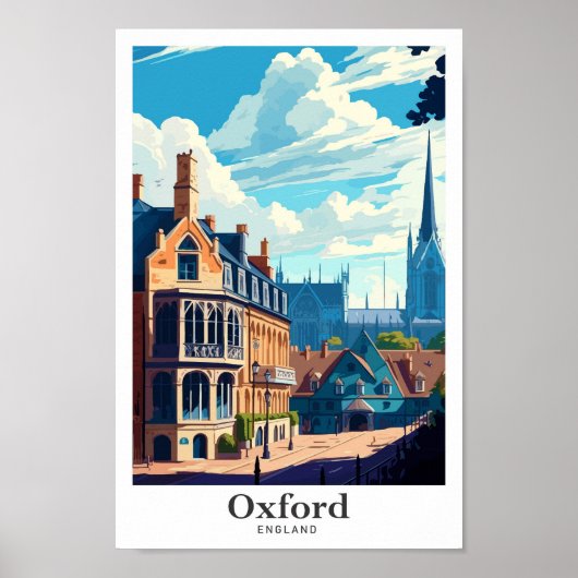 Oxford England Travel Art Vintag Illustration Poster (Vorne)
