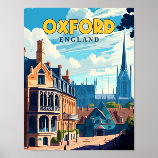 Oxford England Vintage Reise Illustration Poster (Vorne)