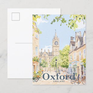 Oxford England Watercolor Travel Illustration Postkarte