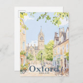 Oxford England Watercolor Travel Illustration Postkarte (Vorne/Hinten)