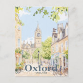 Oxford England Watercolor Travel Illustration Postkarte (Vorderseite)