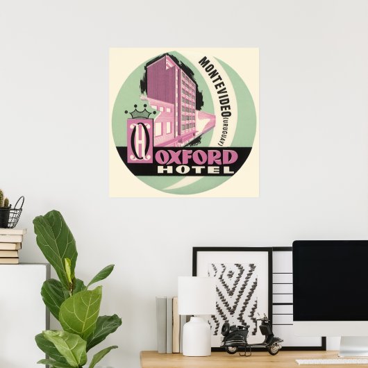 Oxford Hotel, Montevideo, Uruguay, Vintage Travel Poster (Heimbüro)