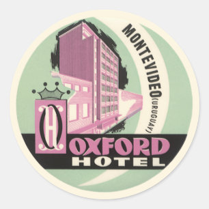 Oxford Hotel, Montevideo, Uruguay, Vintage Travel Runder Aufkleber