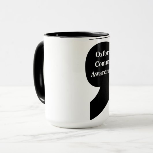Oxford-Komma-Bewusstseins-Tasse Tasse (Vorderseite Links)