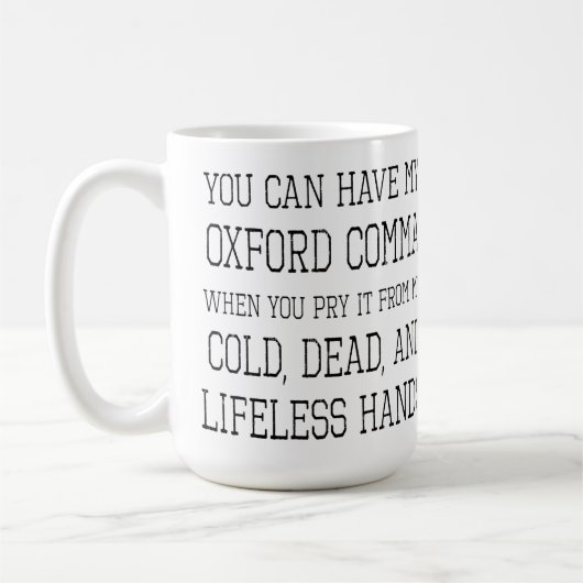 Oxford-Komma-Tasse Kaffeetasse (Links)