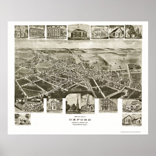 Oxford, PA Panoramic Map - 1907 Poster (Vorne)