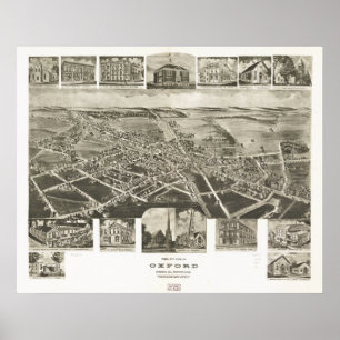 Oxford Pennsylvania 1907 Antike Panoramakarte Poster