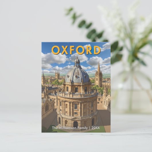 Oxford Skyline Radcliffkamera Retro Personalisiert Postkarte (Stehend Vorderseite)